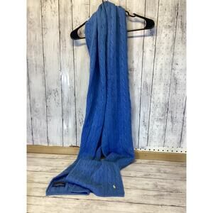 Ralph Lauren Women’s Blue Wool Cable-Knit Scarf